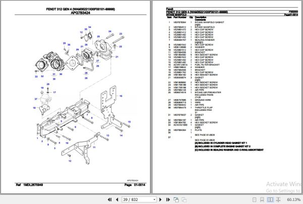 Fendt Tractor 312 Gen 4 Parts Catalog F352000 09.2020 2