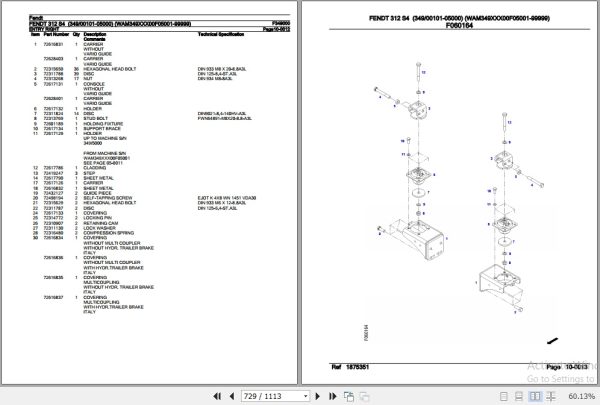 Fendt Tractor 312 S4 Parts Catalog F349000 06.2020 3