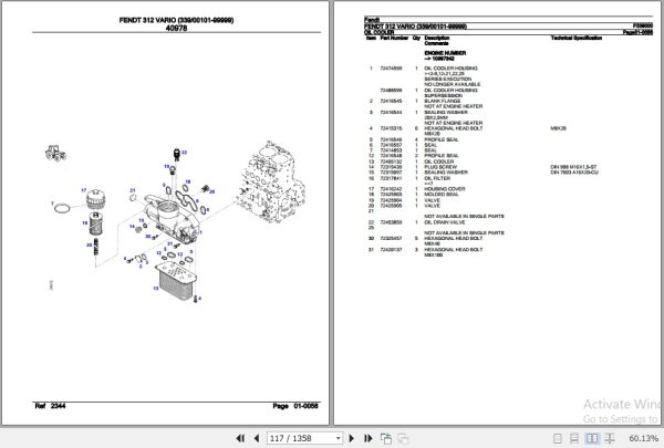 Fendt Tractor 312 Vario Parts Catalog F339000 06.2020 2