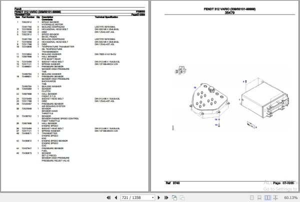 Fendt Tractor 312 Vario Parts Catalog F339000 06.2020 3