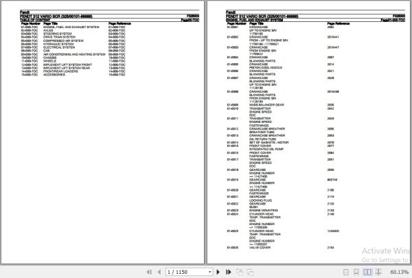 Fendt Tractor 312 Vario SCR Parts Catalog F325000 06.2020 1
