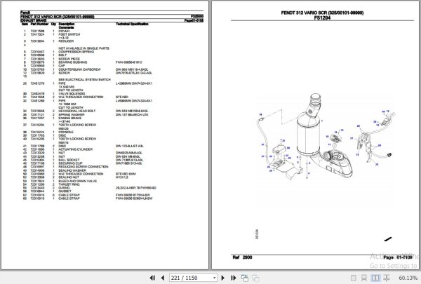 Fendt Tractor 312 Vario SCR Parts Catalog F325000 06.2020 2