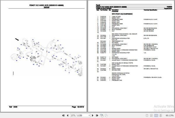 Fendt Tractor 312 Vario SCR Parts Catalog F325000 06.2020 3