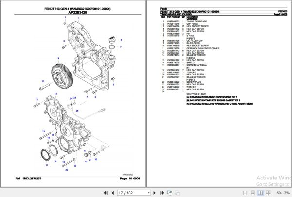 Fendt Tractor 313 Gen 4 Parts Catalog F353000 09.2020 2