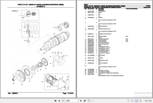 Fendt Tractor 313 S4 Parts Catalog F350000 06.2020 2