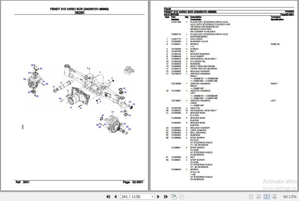 Fendt Tractor 313 Vario SCR Parts Catalog F340000 06.2020 2