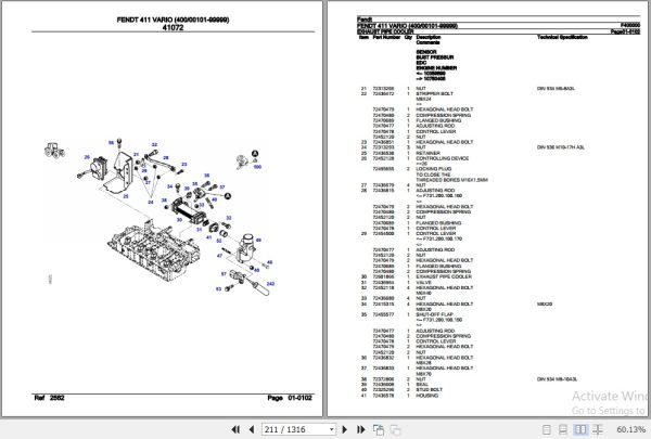 Fendt Tractor 411 Vario Parts Catalog F400000 11.2018 2