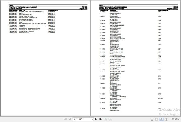 Fendt Tractor 412 Vario Parts Catalog F401000 11.2018 1