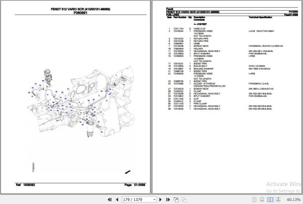 Fendt Tractor 512 Vario SCR Parts Catalog F413000 09.2019 2