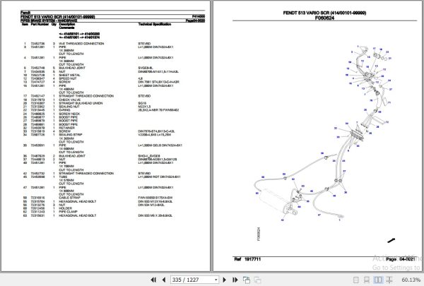 Fendt Tractor 513 Vario SCR Parts Catalog F414000 09.2019 2
