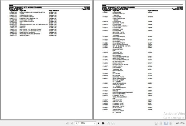 Fendt Tractor 516 Vario SCR Parts Catalog F416000 09.2019 1