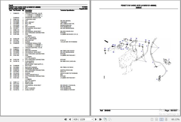 Fendt Tractor 516 Vario SCR Parts Catalog F416000 09.2019 2