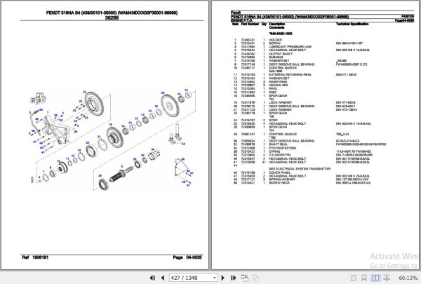 Fendt Tractor 516NA S4 Parts Catalog F438105 07.2020 2