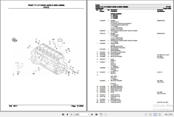 Fendt Tractor 711 Parts Catalog F711001 10.2020 2