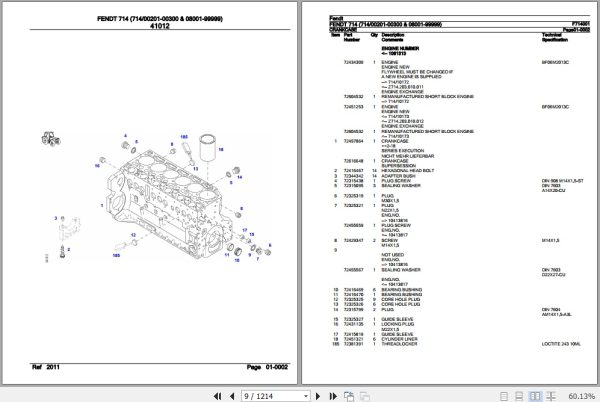 Fendt Tractor 714 Parts Catalog F714001 10.2020 2