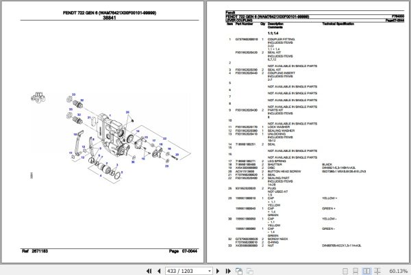 Fendt Tractor 722 Gen 6 Parts Catalog F764000 09.2020 3