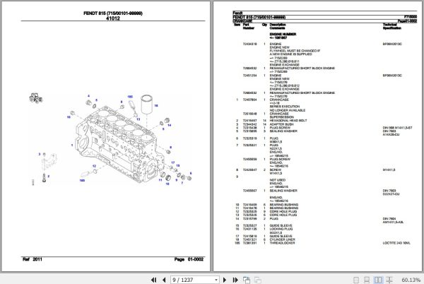 Fendt Tractor 815 Parts Catalog F715000 10.2020 2