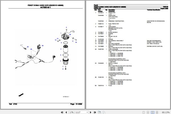 Fendt Tractor 819NA Vario SCR Parts Catalog F832105 10.2019 2