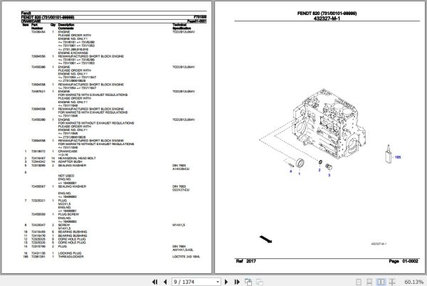 Fendt Tractor 820 Parts Catalog F731000 11.2018 2