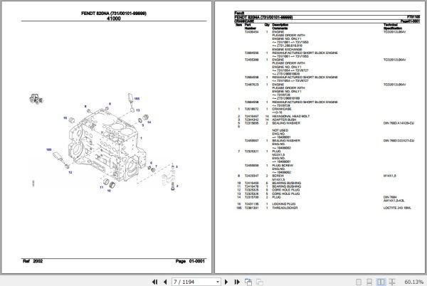 Fendt Tractor 820NA Parts Catalog F731105 10.2018 2