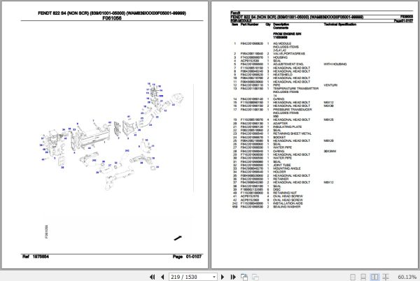 Fendt Tractor 822 S4 Parts Catalog F839003 10.2019 2