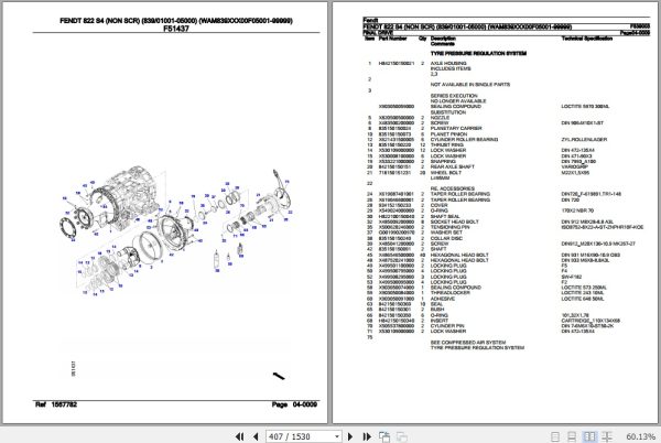 Fendt Tractor 822 S4 Parts Catalog F839003 10.2019 3