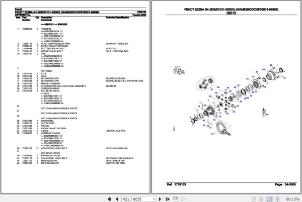 Fendt Tractor 822NA S4 Parts Catalog F839105 10.2019 2