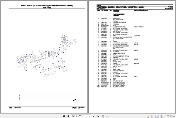 Fendt Tractor 826 S4 Parts Catalog F841000 10.2019 2