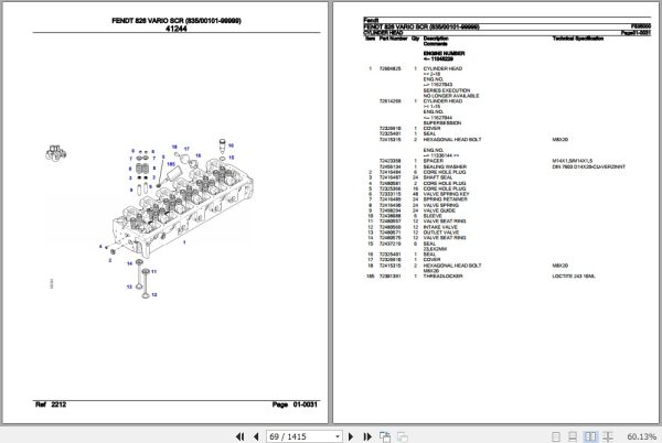 Fendt Tractor 826 Vario SCR Parts Catalog F835000 10.2019 2