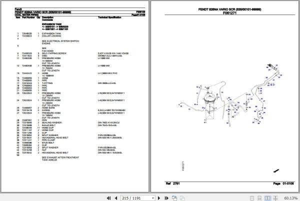 Fendt Tractor 826NA Vario SCR Parts Catalog F835105 10.2019 3