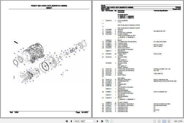 Fendt Tractor 828 Vario SCR Parts Catalog F836000 10.2019 3
