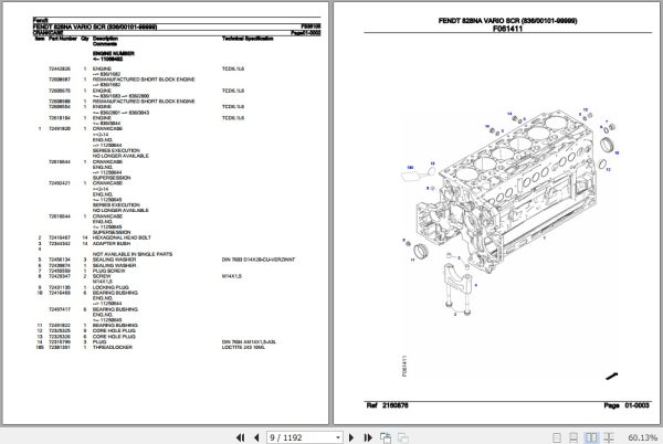 Fendt Tractor 828NA Vario SCR Parts Catalog F836105 10.2019 2