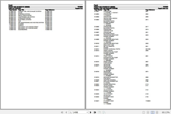 Fendt Tractor 922 Parts Catalog F919000 09.2020 1