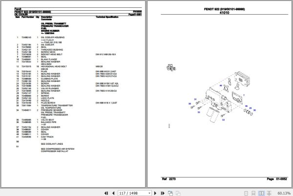 Fendt Tractor 922 Parts Catalog F919000 09.2020 2