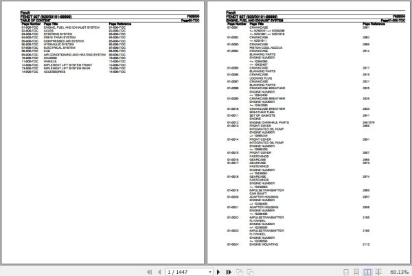 Fendt Tractor 927 Parts Catalog F925000 09.2020 1