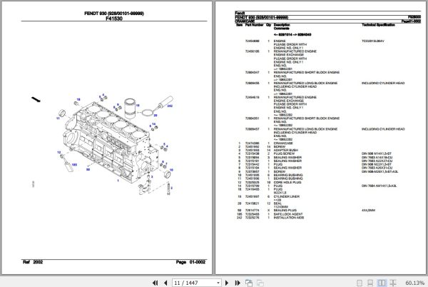 Fendt Tractor 930 Parts Catalog F928000 09.2020 2