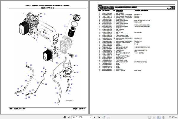 Fendt Tractor 933 LRC Gen6 Parts Catalog F958003 06.2020 2