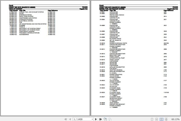Fendt Tractor 933 SCR Parts Catalog F944000 09.2020 1