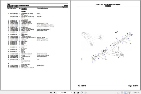 Fendt Tractor 933 Tier III Parts Catalog F944003 07.2020 2