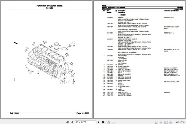 Fendt Tractor 936 Parts Catalog F934000 09.2020 2