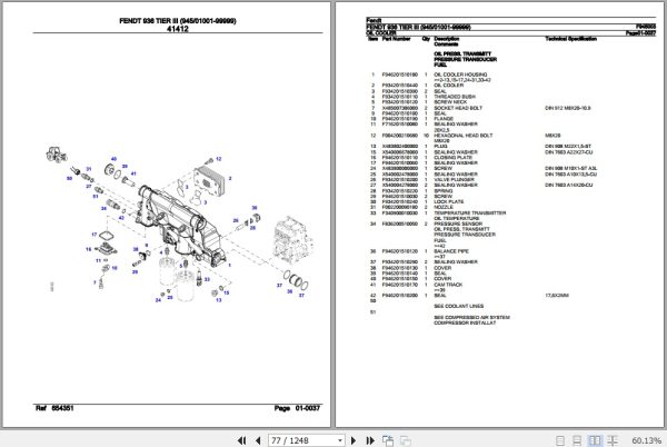 Fendt Tractor 936 Tier III Parts Catalog F945003 07.2020 2