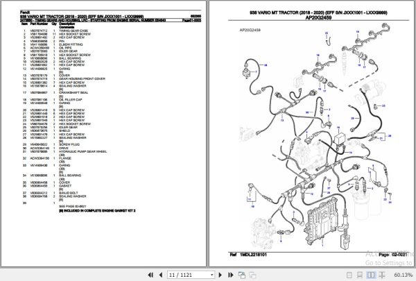 Fendt Tractor 938 Vario MT Parts Catalog 652365 2018 2020 3
