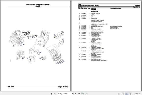 Fendt Tractor 939 SCR Parts Catalog F946000 09.2020 3