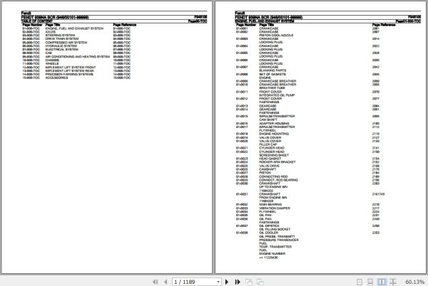 Fendt Tractor 939NA SCR Parts Catalog F946105 07.2020 1