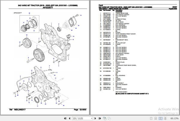 Fendt Tractor 943 Vario MT Parts Catalog 652367 2018 2020 3
