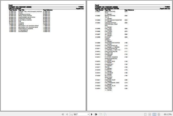 Fendt Tractor Farmer 102 Parts Catalog F135001 11.2018 1