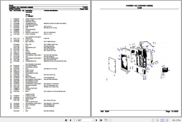 Fendt Tractor Farmer 102 Parts Catalog F135001 11.2018 2
