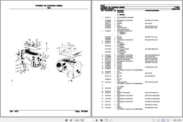 Fendt Tractor Farmer 102 Parts Catalog F135001 11.2018 3