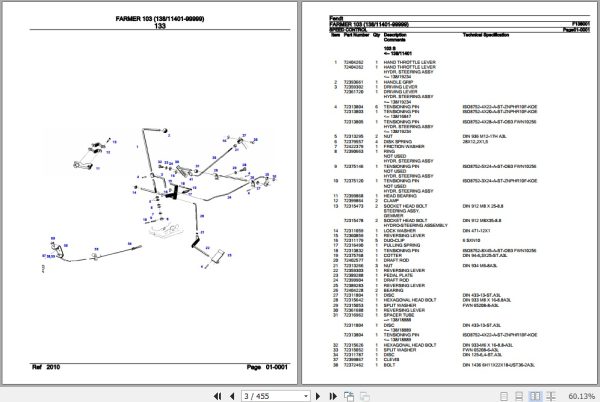 Fendt Tractor Farmer 103 Parts Catalog F138001 11.2018 2