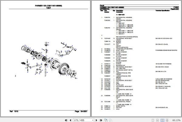 Fendt Tractor Farmer 103 Parts Catalog F138001 11.2018 3